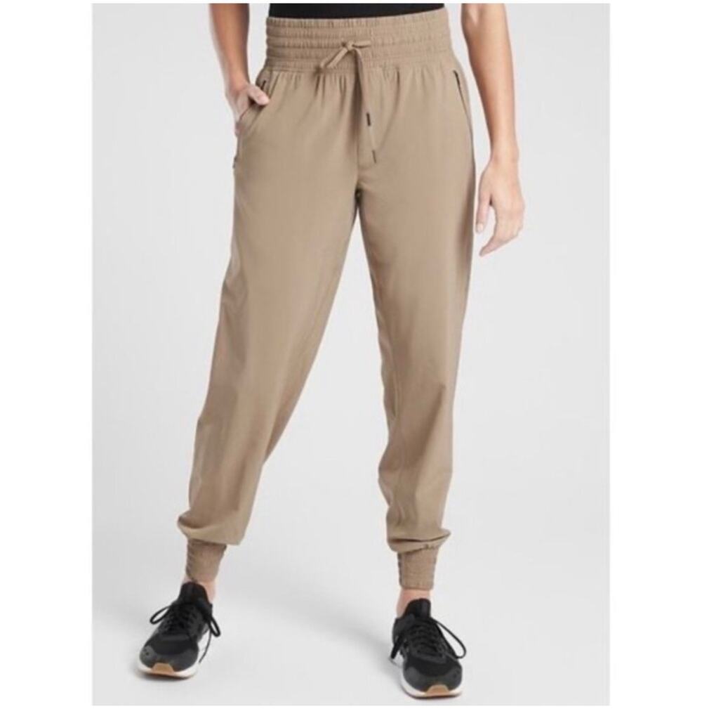 Athleta Pants Womens 4 Tan Camden Jogger Athletic Stretch Travel Casual Hiking